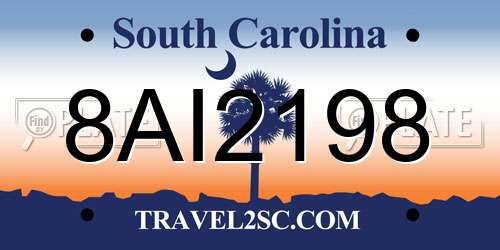 8AI2198 South Carolina License Plate