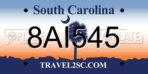 8AI545 South Carolina License Plate