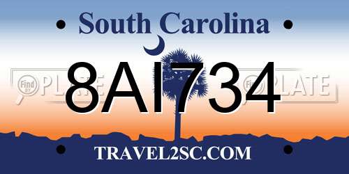 8AI734 South Carolina License Plate