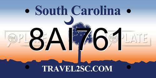 8AI761 South Carolina License Plate