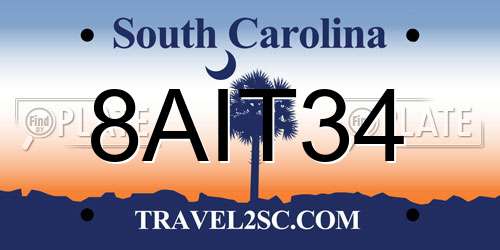 8AIT34 South Carolina License Plate