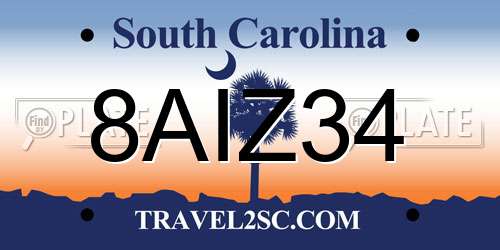 8AIZ34 South Carolina License Plate