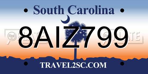 8AIZ799 South Carolina License Plate