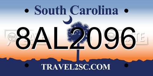 8AL2096 South Carolina License Plate