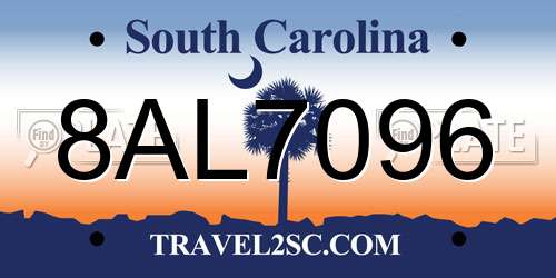8AL7096 South Carolina License Plate