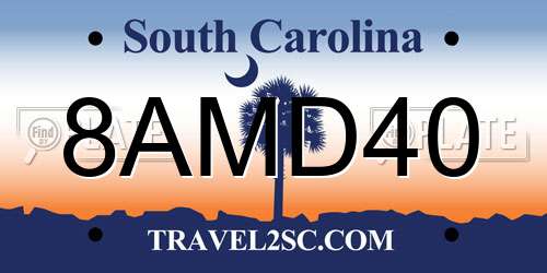 8AMD40 South Carolina License Plate