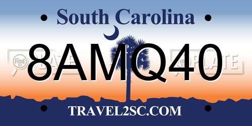 8AMQ40 South Carolina License Plate