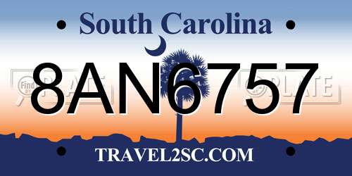 8AN6757 South Carolina License Plate