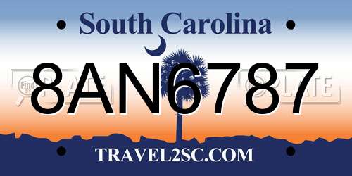 8AN6787 South Carolina License Plate