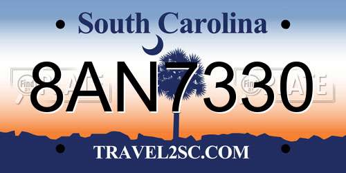 8AN7330 South Carolina License Plate