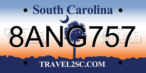 8ANG757 South Carolina License Plate