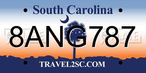 8ANG787 South Carolina License Plate