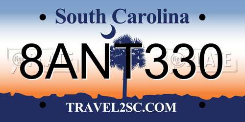 8ANT330 South Carolina License Plate