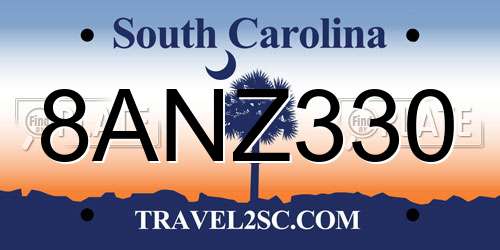 8ANZ330 South Carolina License Plate