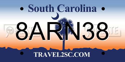 8ARN38 South Carolina License Plate