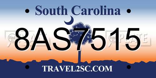 8AS7515 South Carolina License Plate