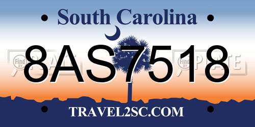 8AS7518 South Carolina License Plate