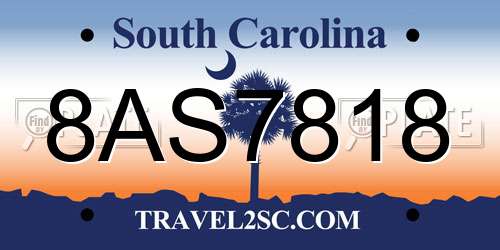 8AS7818 South Carolina License Plate