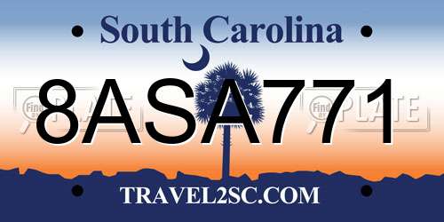 8ASA771 South Carolina License Plate