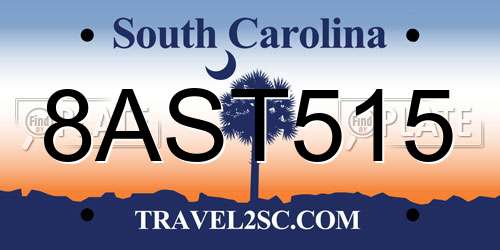 8AST515 South Carolina License Plate