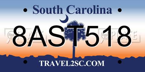 8AST518 South Carolina License Plate