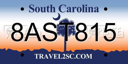 8AST815 South Carolina License Plate