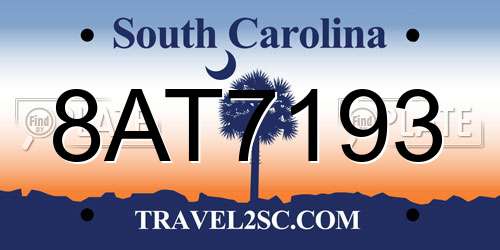 8AT7193 South Carolina License Plate