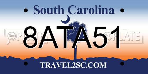 8ATA51 South Carolina License Plate
