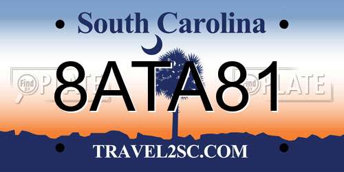 8ATA81 South Carolina License Plate