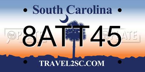 8ATT45 South Carolina License Plate