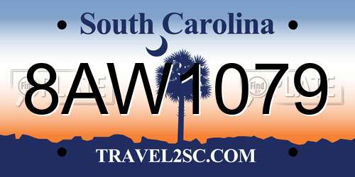 8AW1079 South Carolina License Plate