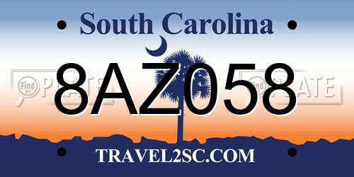 8AZ058 South Carolina License Plate