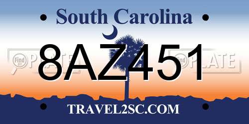 8AZ451 South Carolina License Plate
