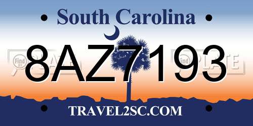 8AZ7193 South Carolina License Plate