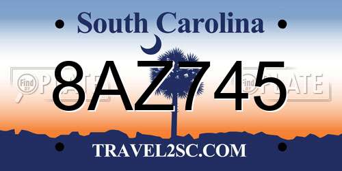 8AZ745 South Carolina License Plate