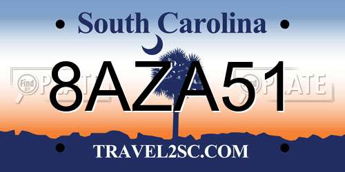 8AZA51 South Carolina License Plate