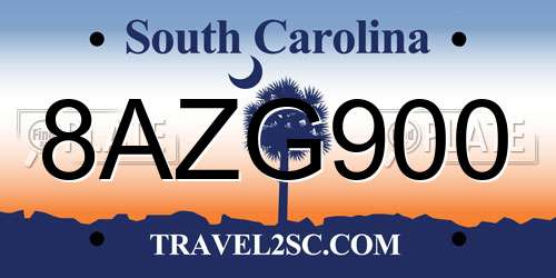 8AZG900 South Carolina License Plate