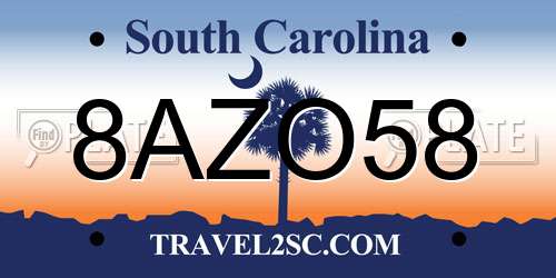 8AZO58 South Carolina License Plate