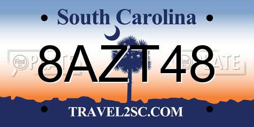 8AZT48 South Carolina License Plate