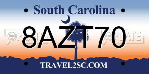 8AZT70 South Carolina License Plate