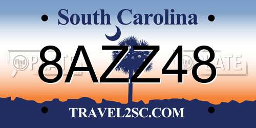 8AZZ48 South Carolina License Plate