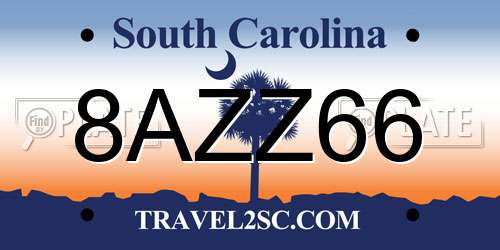 8AZZ66 South Carolina License Plate