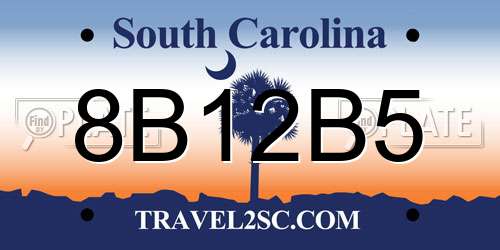 8B12B5 South Carolina License Plate