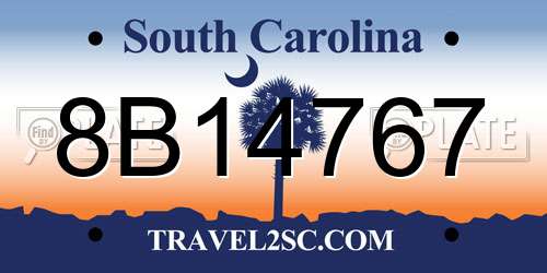8B14767 South Carolina License Plate