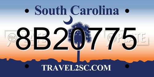 8B20775 South Carolina License Plate