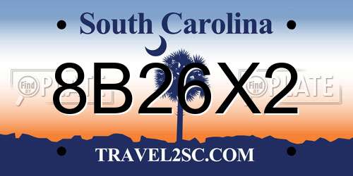 8B26X2 South Carolina License Plate
