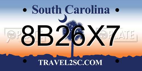 8B26X7 South Carolina License Plate