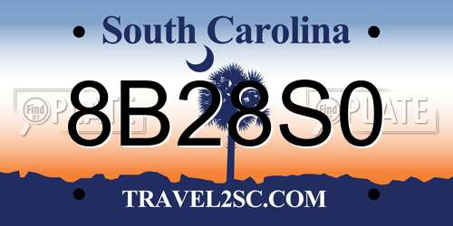 8B28S0 South Carolina License Plate
