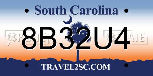 8B32U4 South Carolina License Plate
