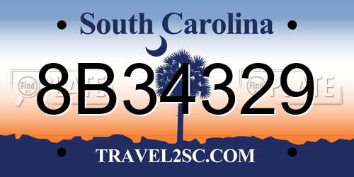 8B34329 South Carolina License Plate